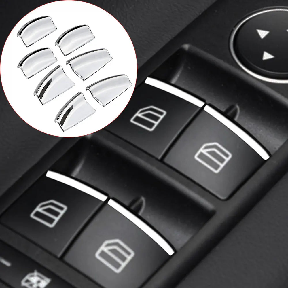 7Pcs ABS Chrome Car Door Window Lift Button Stickers Sequins Trim for Tesla Model S Models 2014 - 2023 Interior Accessories