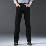 2023 New Men's Stretch Regular Fit Jeans Fashion Casual CottonBusiness Black  Denim Pants Male Trousers