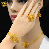 Indian Luxury Necklace Jewelry Sets For Women Dubai Gold Color African Arabic Wedding Bridal Collection Sets Earring Jewellery