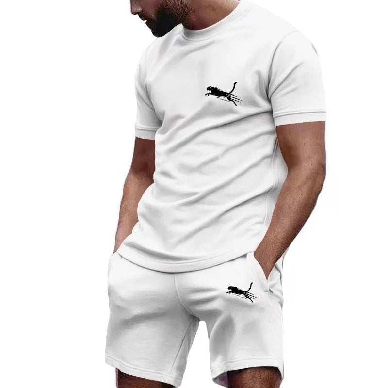 2024 New Men’s Sportswear Summer Suit Men’s Fitness Suit Sports Suit Short Sleeved T-shirt + Shorts Quick Drying 2 Piece Sets