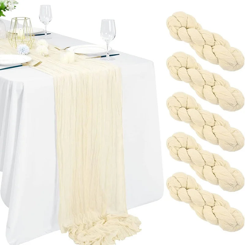 Crinkling Table runner gauze translucency doilies Holiday party wedding tablecloth 90x300cm twist Knit cloth table cover