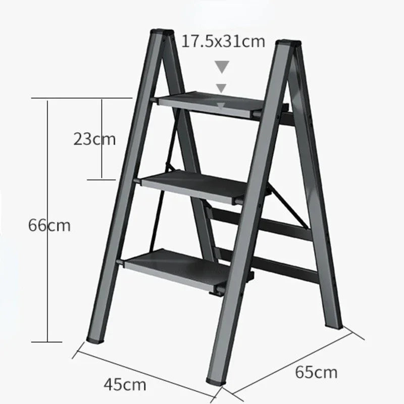 Multifunctional Folding Ladder Aluminum Alloy High Stools Kitchen Load-bearing 300kg Step Ladder Chair Widen 3 Step Ladder