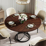 Tribesigns Round Dining Table for 4, 47 Inch Dinner Table Circle Kitchen Table with Metal Base, Wood Dining Room Table