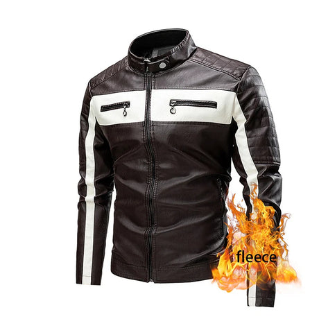 Men's Motorcycle Leather Jacket 2022 Brand New Casual Warm Fleece Biker Bomber PU Jacket Male Windproof Winter Vintage Overcoat