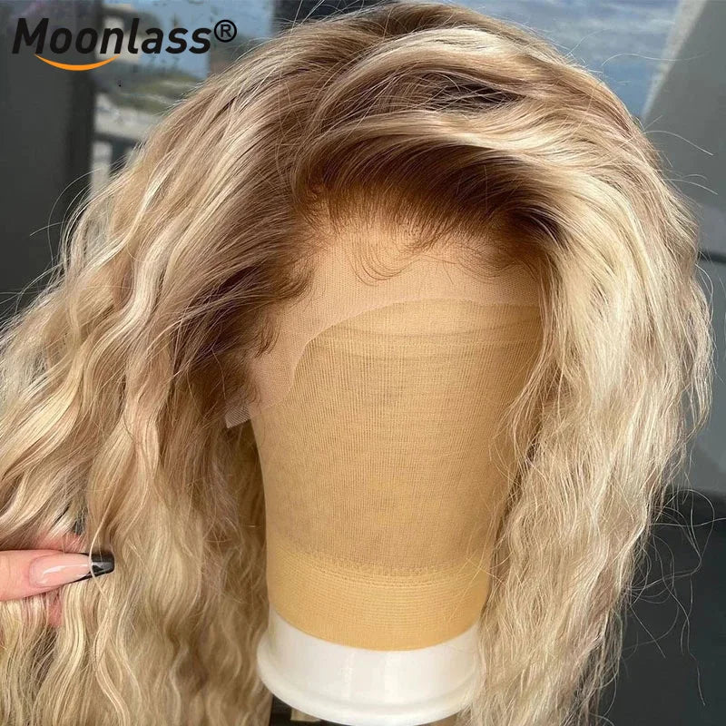 T4 613 13x4 Lace Frontal Human Hair Wig 613 Blonde Deep Wave Brazilian Hair Wigs HD Transparent Blonde Lace Front Human Hair Wig