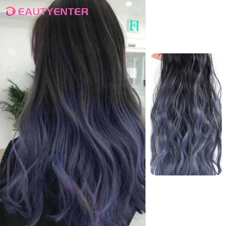 Synthetic Clips In Hair Long Wave Clip In Hair Extension Synthetic Wig Hair Extensions Ombre Gradient color Hairpieces