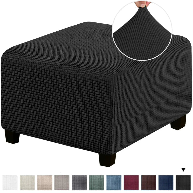 Square Footstool Cover Stretch Polar Fleece Ottoman Cover Sofa Footrest Stool Slipcover for Living Room Furniture Protector Case