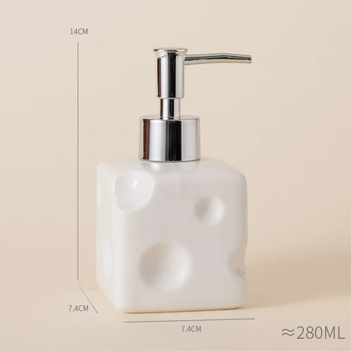 European Creative Cheese Soap Dispenser Ceramic Emulsion Bottle Bathroom Decoration Shampoo Water Bottle Press Bottle 280ML