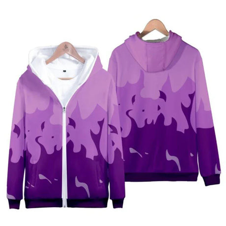 2022 New Aphmau Merch Zip Up Hoodie Women Men Harajuku Sweatshirt Flame Purple and Red 3D Print Zipper Hooded Jacket Streetwear