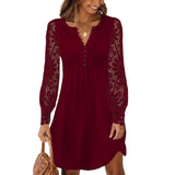 XXL 3XL Plus Size Lace Lady Long Sleeved Dress Women Clothing Spring Winter Large Size Elegant Vestidos Formal Occas Long Skirt