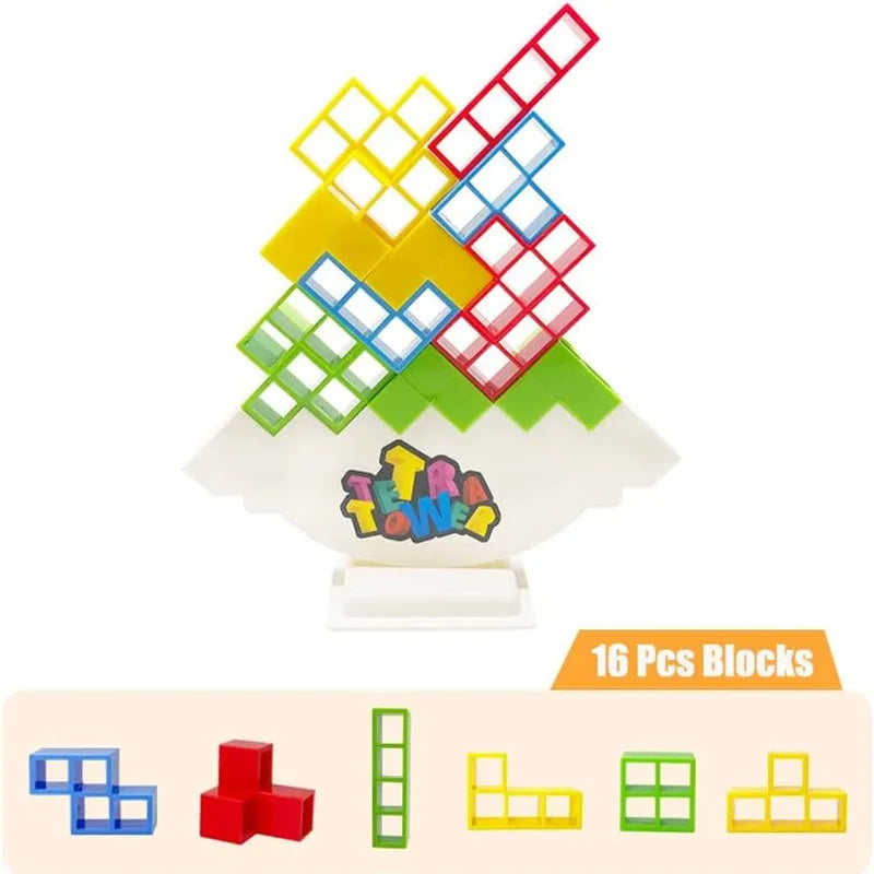 Tetra Tower Game Stacking Blocks Balance Stack Building Blocks Puzzle Board Assembly Bricks Educational Toys for Children Adults