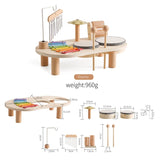 Baby Wooden Musical Instruments Toys Multifunctional Percussion Instruments Drum Eight Tone Piano Montessori Toys Birthday Gifts