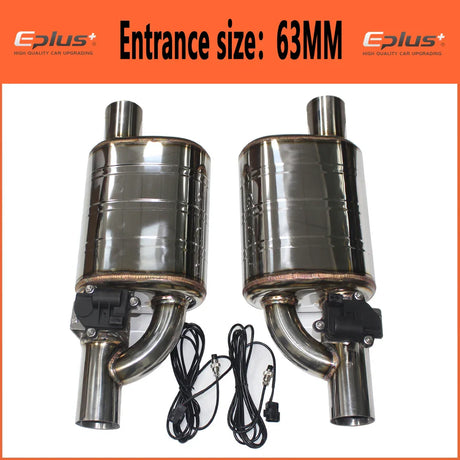 EPLUS 1 Pair 2pcs Car Exhaust System Electric Valve Control Exhaust Pipe Kit Adjustable Valve Angle Silencer Stainless Universal