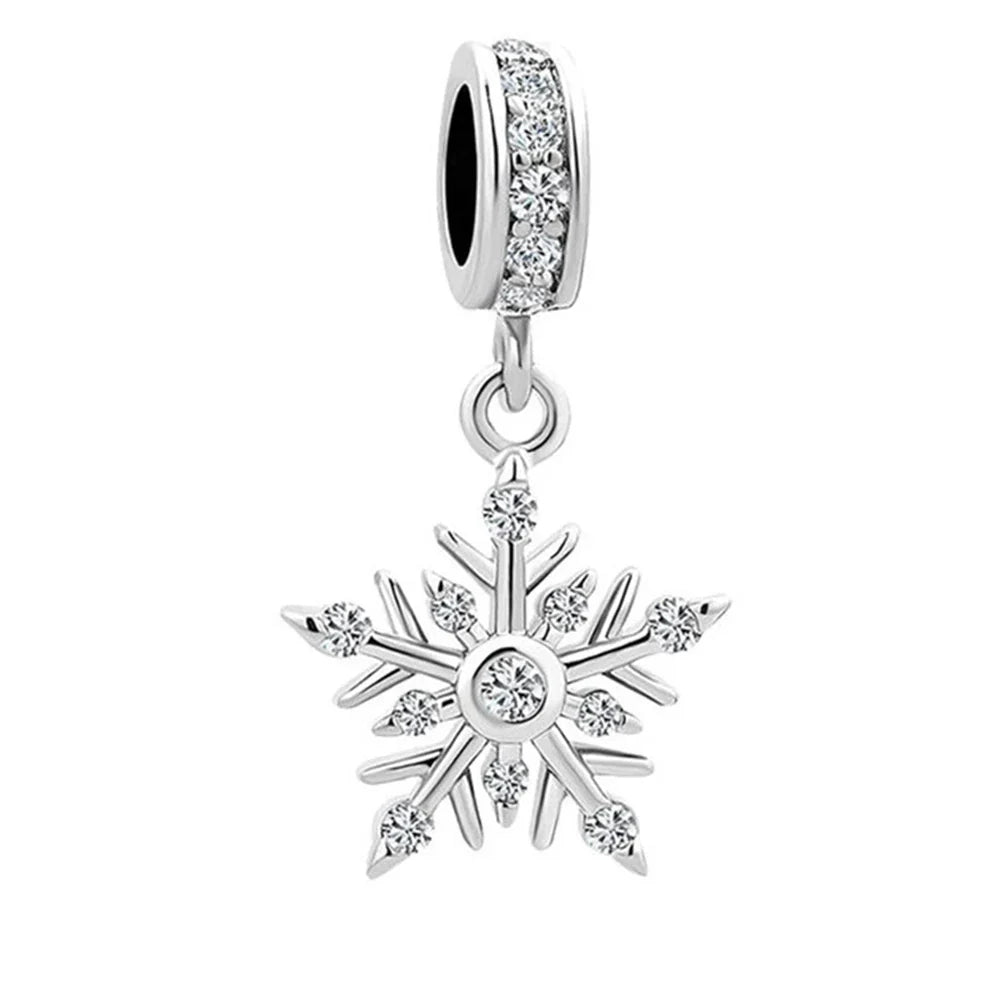 Silver Colour Silver-white snowflake Fit Pandora Charms Silver Colour Original Bracelet for Jewelry Making