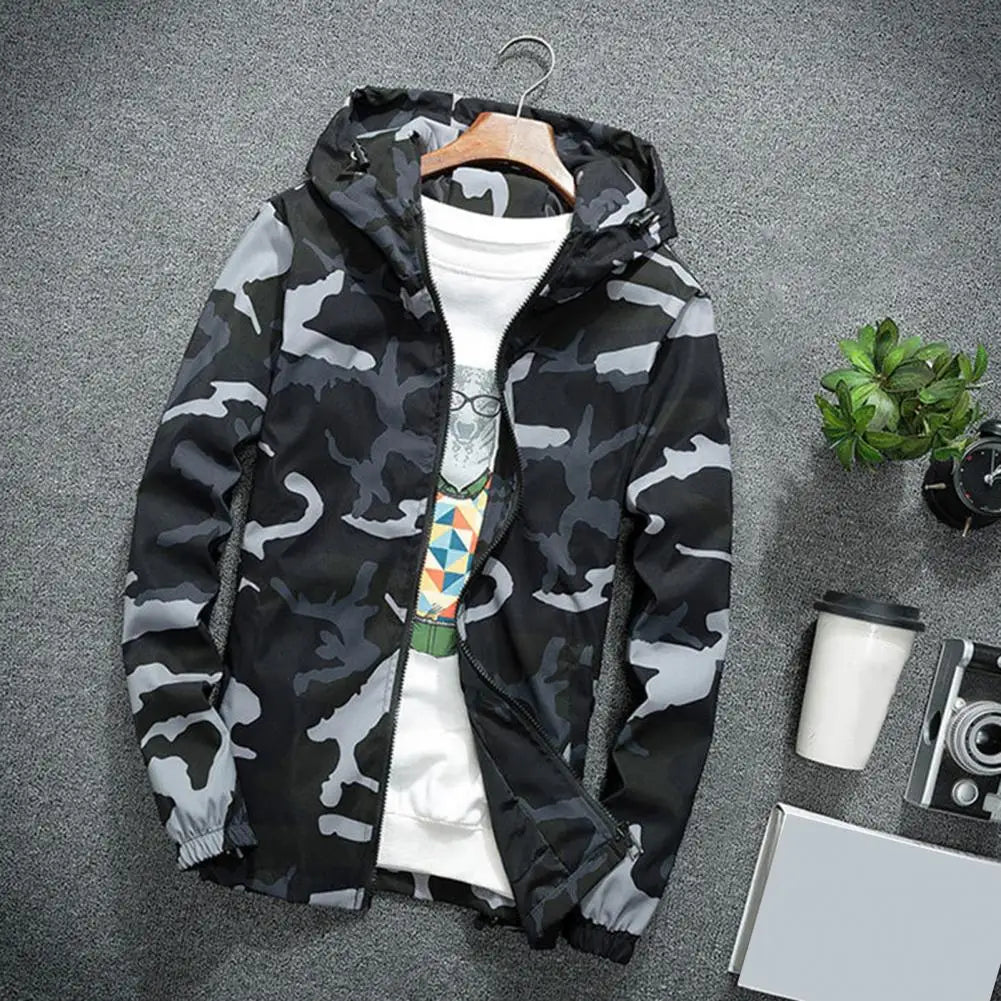 Winter Men Coat Camouflage Zipper Long Sleeves Jackets Soft Cold-proof Hooded Male Spring Jackets Thick Keep Warm Outerwear