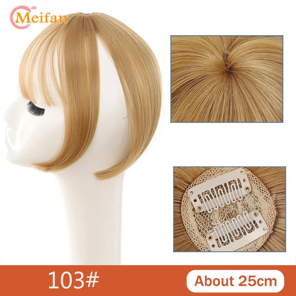 MEIFAN Synthetic False Bangs Clip-In Bangs Extension Natural Neat Fake Fringe Topper Hairpiece Invisible Clourse Hairpieces