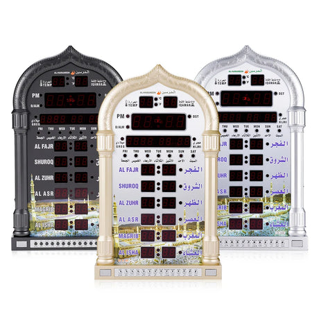 12V Azan Mosque Calendar Muslim Prayer Wall Clock Alarm Islamic Mosque Azan Calendar Ramadan Home Decor with Remote Control