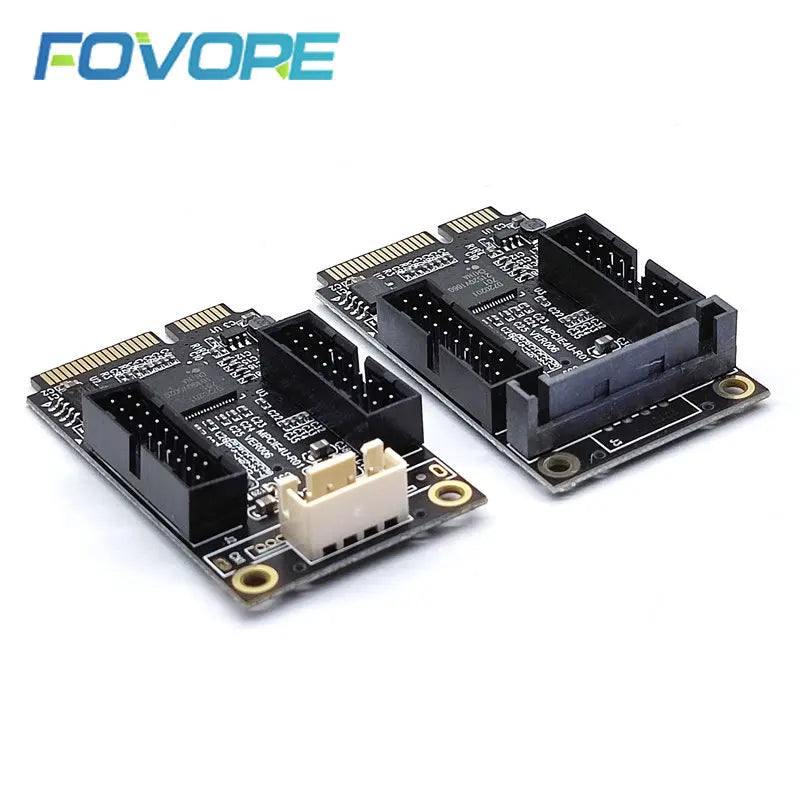 Mini PCIE USB 3 Controller Adapter 4 Ports USB 3.0 Expansion Board Card HUB Multiplier Dual 20 pins Header for Front Panel Riser