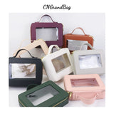 Custom Genuine Leather Travel Cosmetic Bag Set Colorful Classic Saffiano Portable Travel Clear PVC Cosmetic Bag TPU Wash Bag