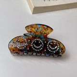 New Fashion Simple 8.5CM Rhinestone-Encrusted Smiling Face Grab Clip Retro Acetic Acid Shark Clip Hair Accessories