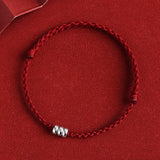 Fit 13-18cm 925 Silver Rope Bracelets Women Round Circle Beads Red Thread Line String Bracelets For Women Girls Men