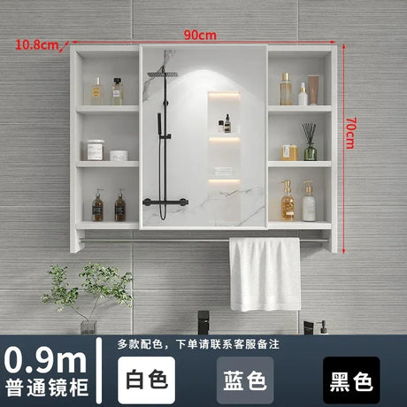 Italian Aluminum Alloy Smart Bathroom Mirror Cabinets Luxury Home Furniture Locker Wall-mounted Makeup Mirror with Storage Shelf