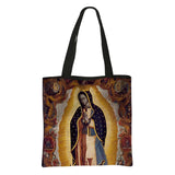 Our Lady of Guadalupe Virgin Mary Print Handbag Women Catholic Churches Canvas Shopping Bags Casual High-capacity Tote Bag Gift