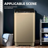 15.6lbs Full-Automatic Washing Machine, Portable Compact Laundry Washer with Drain Pump, 10 Programs 8 Water Levels , Dark-Gold