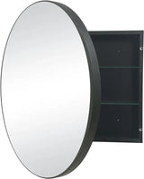 HESONTH 28 x 28 Inch Round Medicine Cabinet | Circular Bathroom Mirror Cabinet | Wall Surface Mounted Storage Cabinet