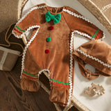 ma&baby 0-24M Christmas Baby Romper Newborn Infant Boy Girl Gingerbread Man Costumes + Hat Long Sleeve Jumpsuit Xmas Clothing