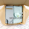 Viola Design 5PCS Gift Box Solid Cotton Sock Tie Sets Clip Pin Cufflinks Hanky Colorful Men Wedding Party Daily Cravat Accessory