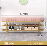 Nordic Shoe Bench Soft Cushion Multifunctional Shoe Rack Metal Frame Home Furniture Hallway Shoe Rack Bench