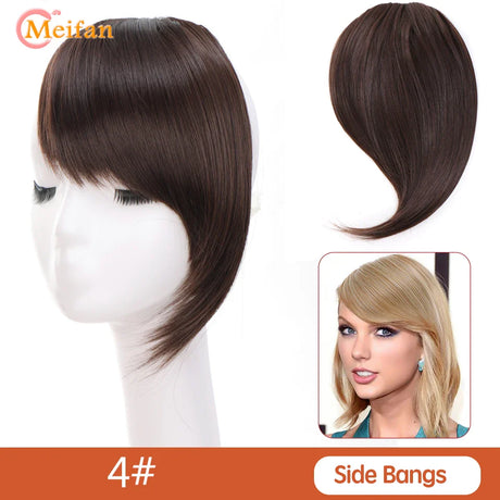 MEIFAN Synthetic False Bangs Clip-In Bangs Extension Natural Neat Fake Fringe Topper Hairpiece Invisible Clourse Hairpieces