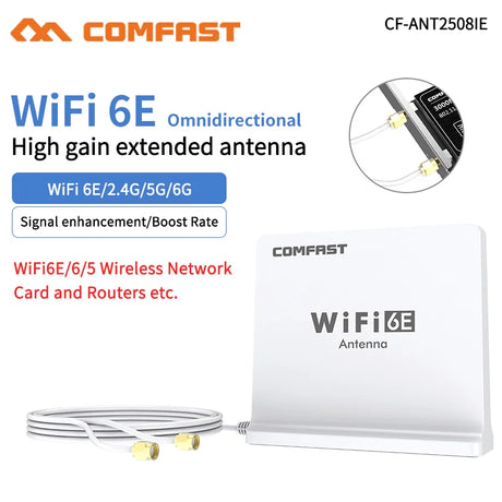 Tri Band 2.4/5Ghz/6Ghz High Gain Omni Directional Extension Antenna for Intel AX210/200 NGW Wifi 6E /6/5 Adapter Wifi6 Router