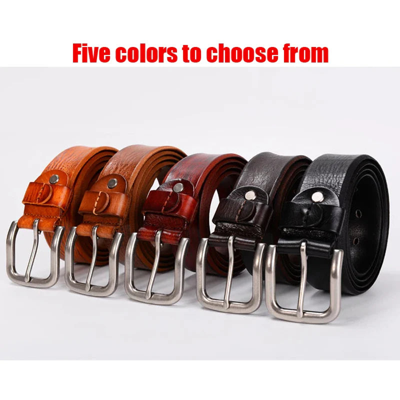 3.8CM Top Cowhide Belt Men Copper Buckle Top Genuine Leather Casual Jeans Belt High Quality All-match  Retro personal Male Strap