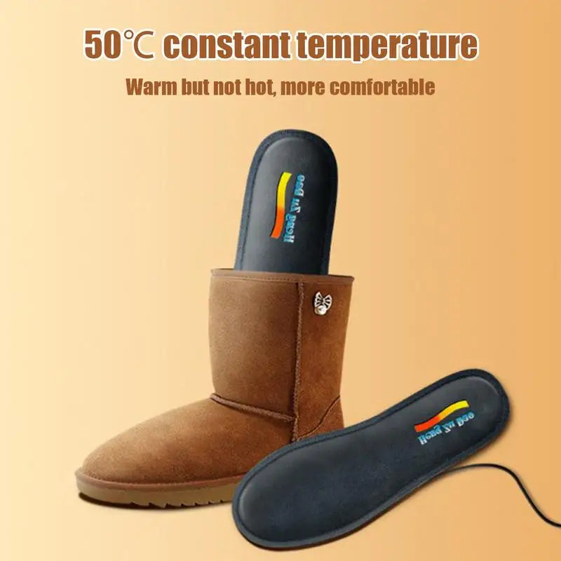 USB Heated Shoe Insoles Feet Warm Sock Pad Mat Electrically Heating Insoles Washable Warm Thermal Winter Insole Unisex 35-46