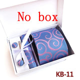 Luxury Tie Set Gift Box For Men Wedding Jacquard Necktie Square Clip Cufflinks Handkerchief Brezo Pour Teal Tie