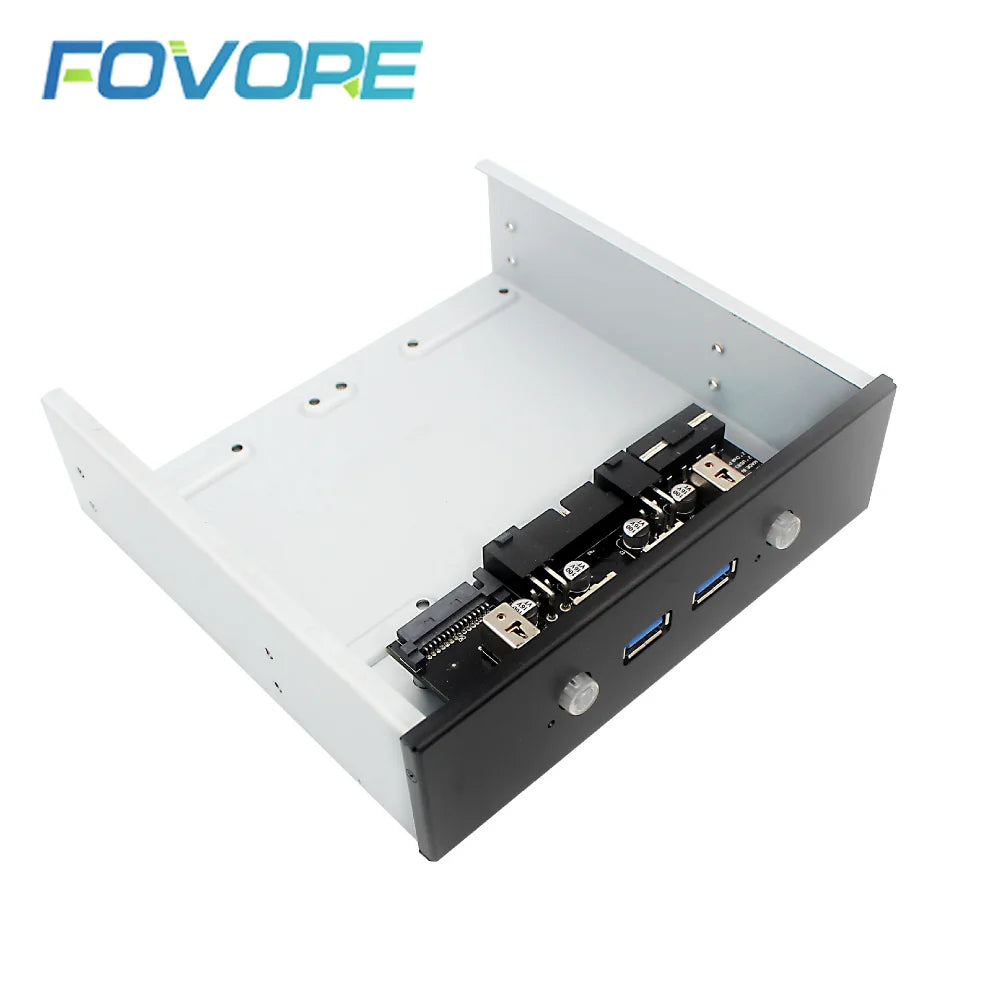 Upgrade Your Desktop's Front Panel: 5.25" Optical Drive Bit, 2-Port USB 3.0, SATA15P HDD Switch Controller, and 2.5" HDD Cage