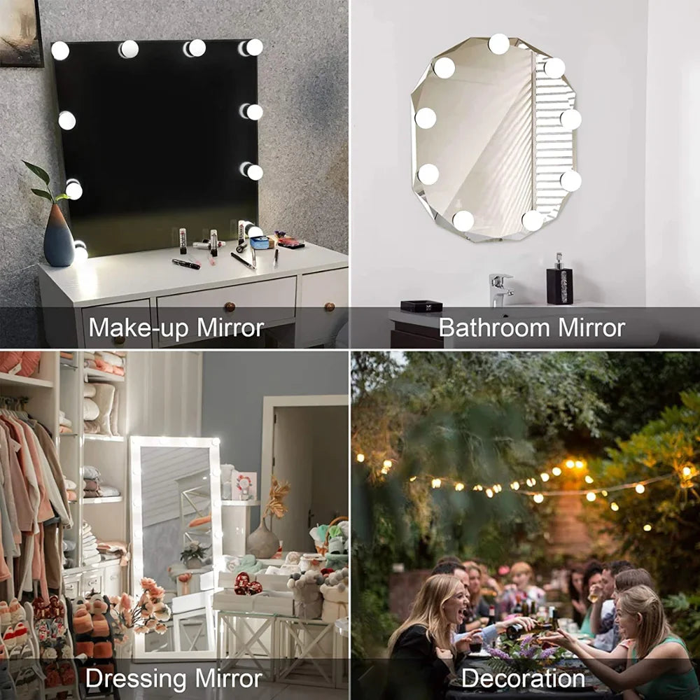 LED Detachable Bulbs Professional Makeup Mirror Lamp USB Power Cosmetic Mirror Light Hollywood Dressing Table Vanity Lights