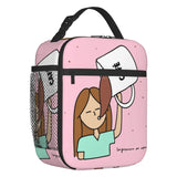 Cartoon Enfermera Insulated Lunch Bag for Women Leakproof Cartoon Nurse Cooler Thermal Lunch Box Office Work School