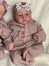 NPK 19inch Already Painted Finished Reborn Baby Doll Twins Levi Awake & Sleeping Newborn Baby Doll 3D Skin Visible Veins