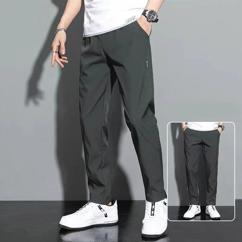 Men's Pants 2024 Casual Business Stretch Slim Fit Elastic Waist Korean Classic Blue Black Gray Male Brand Trousers