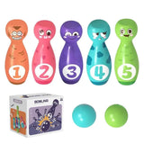 Kids Bowling Set Creative Tabletop Mini Bowling Set With Cute Expression Numer Print Interactive Learning Activities For