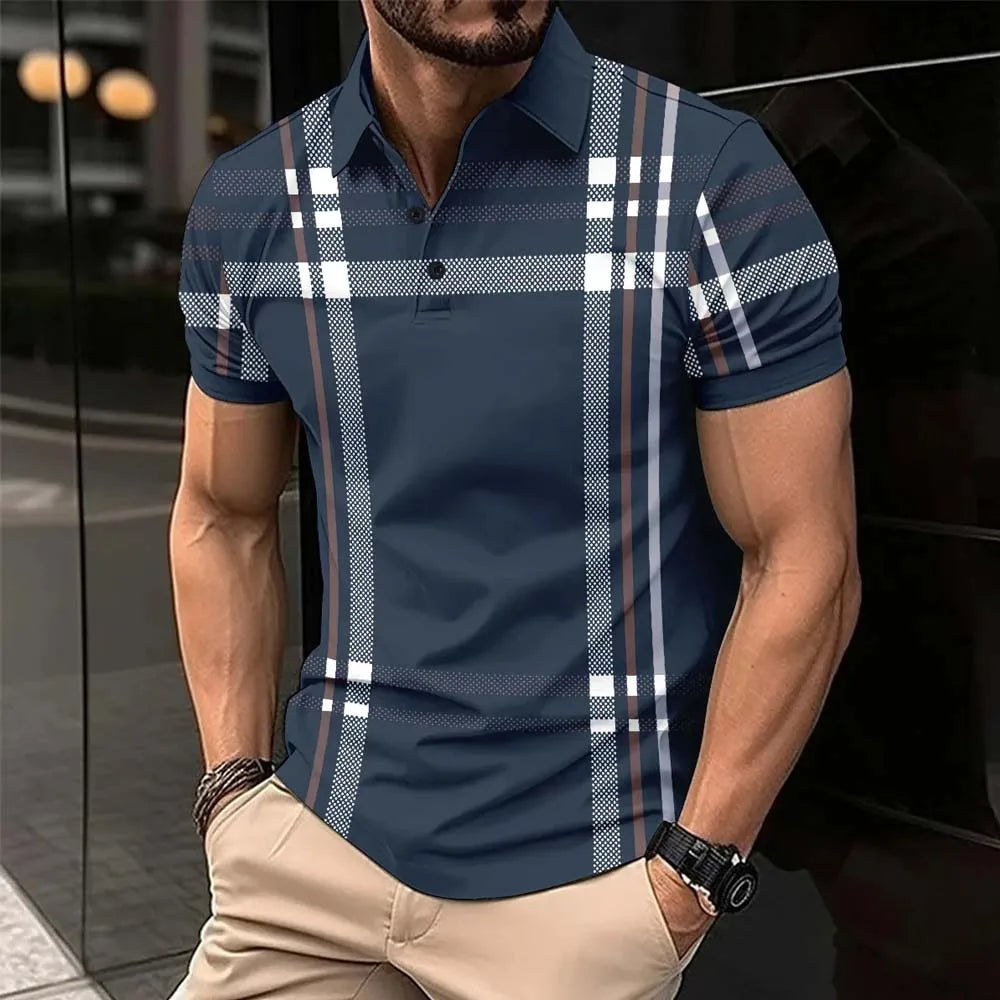 Euro size Fashion Boutique Men's Polo Shirt Summer Casual Business Versatile Clothing Comfortable Breathable Polo sleeve Top