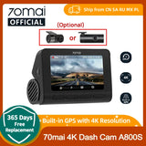 70mai 4K Dash Cam A800S Built-in GPS ADAS 140°FOV 70mai Camera Car DVR 24H Parking Monitor Front Cam Only, Support Rear Cam