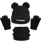 Imitation Cashmere Winter Baby Hat Gloves Scarf Set Fleece Warmer Scarves Thick Knitting Hats Boy Girl Cute Pompom Kids Beanie