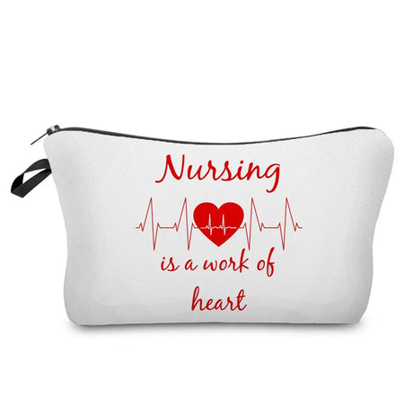 Nurse Makeup Bag Women Cosmetic Bag Toiletry Travel Organizer Lady Purse Cartoon Alphabet Print Zipper Hospital Doctor Gifts