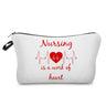 Nurse Makeup Bag Women Cosmetic Bag Toiletry Travel Organizer Lady Purse Cartoon Alphabet Print Zipper Hospital Doctor Gifts