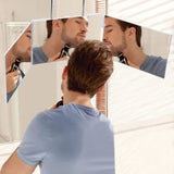 3 Way Mirror for Self Hair Cutting 360° Mirror with LED Lights, Trifold Self Haircut Mirror Rechargeable with Height Adjustable