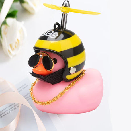 Car Accessories Interior Broken Wind Small Yellow Duck with Helmet Airscrew Wind-breaking Pink Duck Cycling Decoration Ornaments